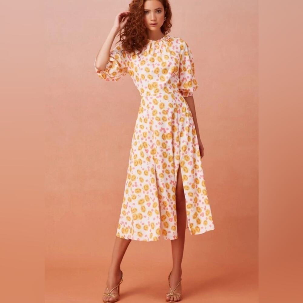Keepsake All Over Floral Porcelain Rose Midi Dress XS